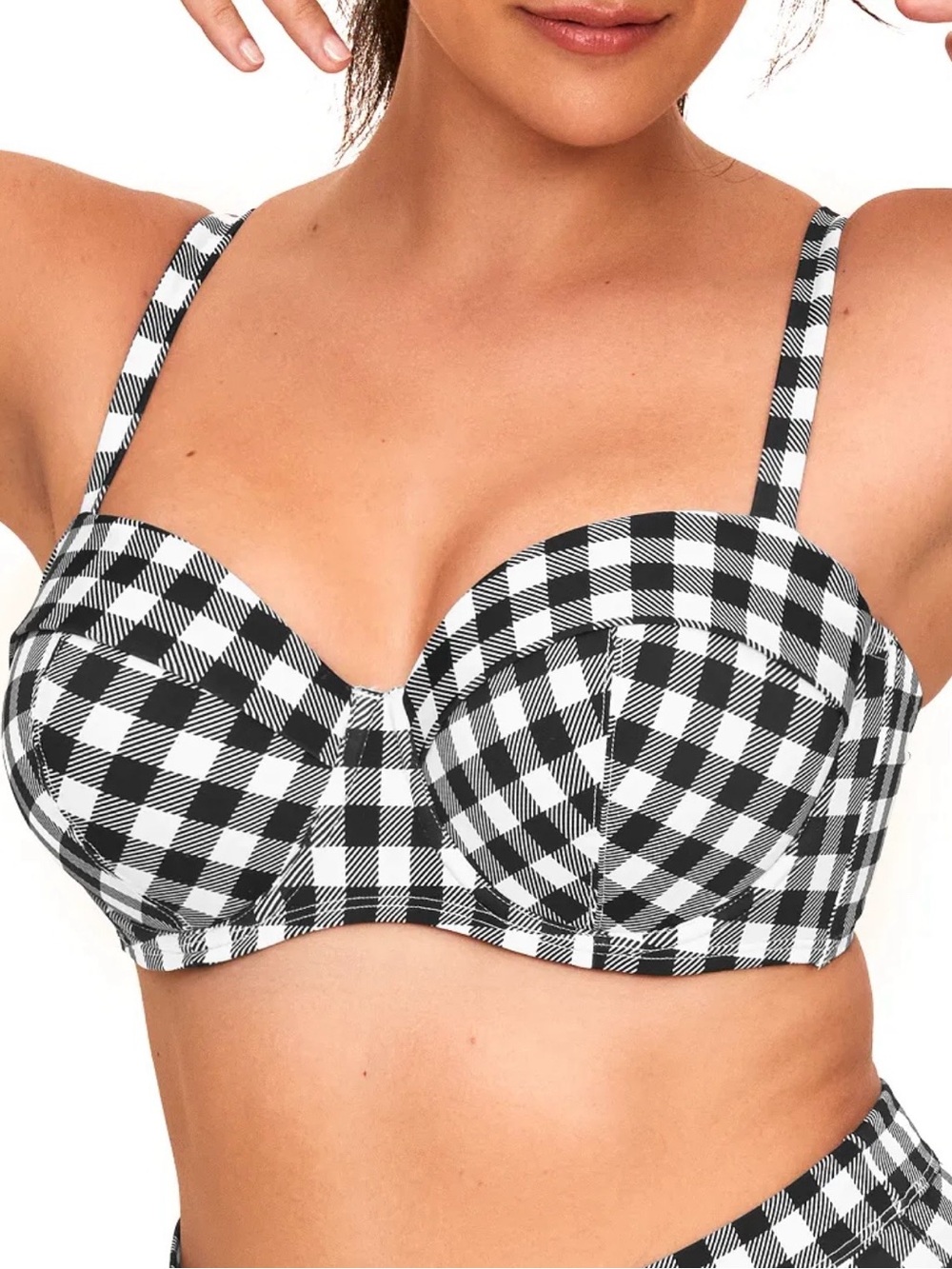 Black & White Gingham Balconette Swim Top